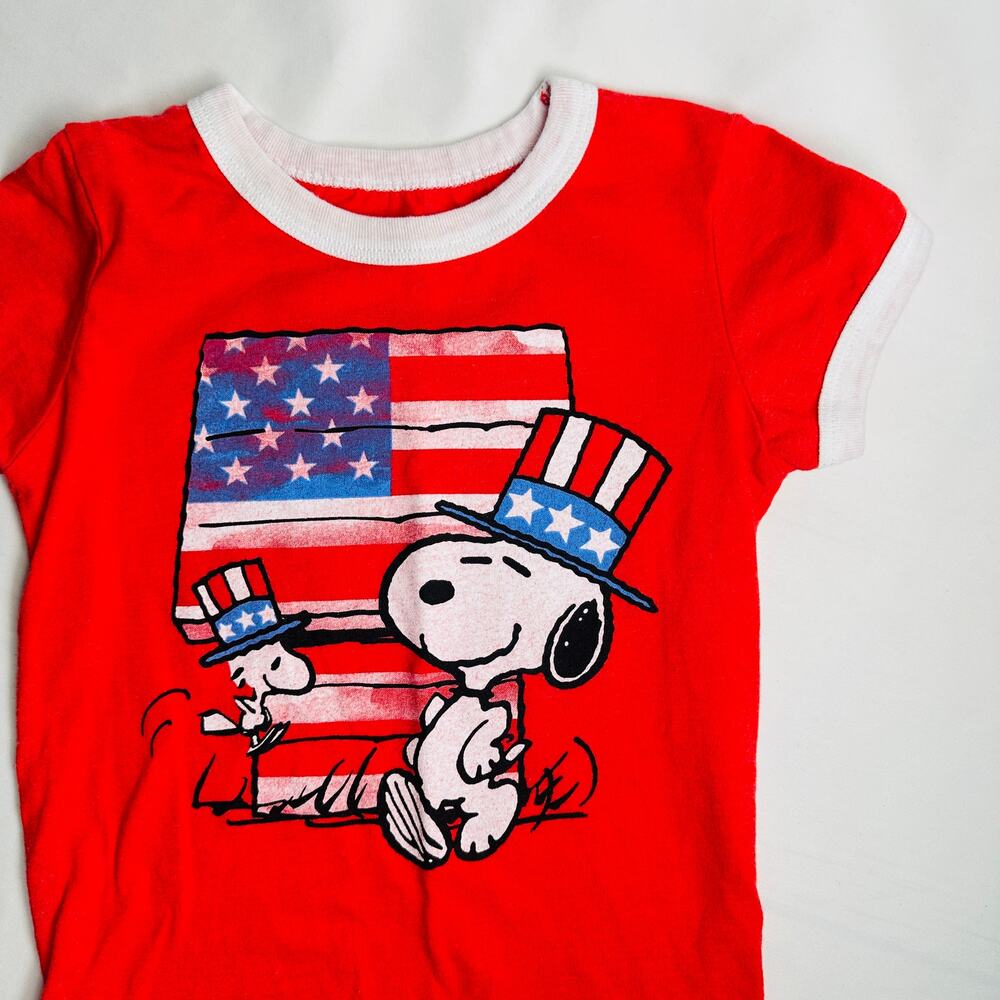 Peanuts 4th of July Snoopy & Woodstock Independence Day Top Sz XS 4-5